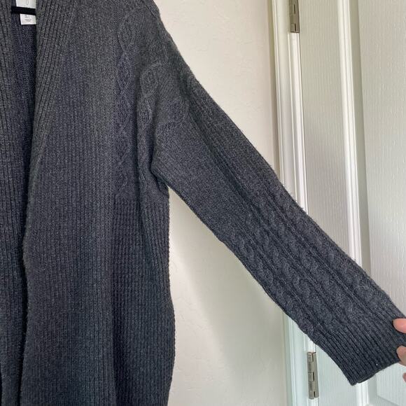 Joie Gray Cable Knit Open Front Chunky Cardigan Large - Picture 6 of 13